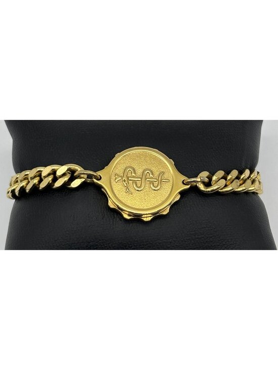 S.O.S. Jewelry - Vintage S.OS. Medical I.D. Bracelet Gold-Tone Stainless Steel Metal, Curb Chain